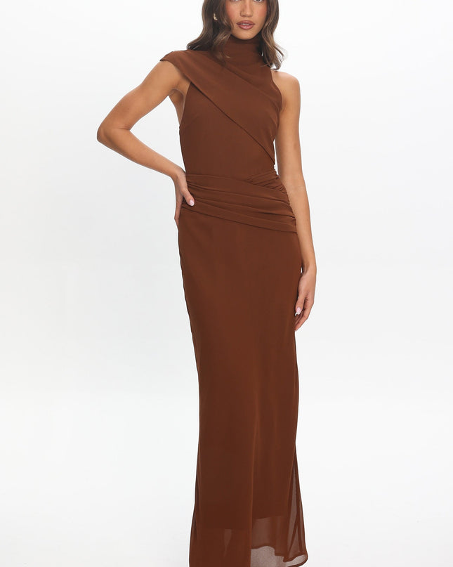 Cocoa High Neck Maxi Dress