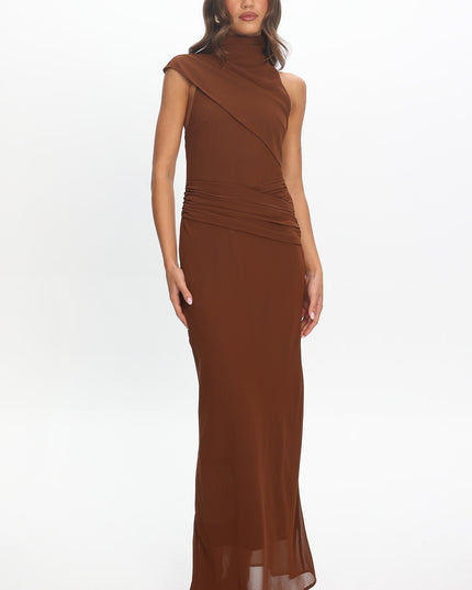 Cocoa High Neck Maxi Dress