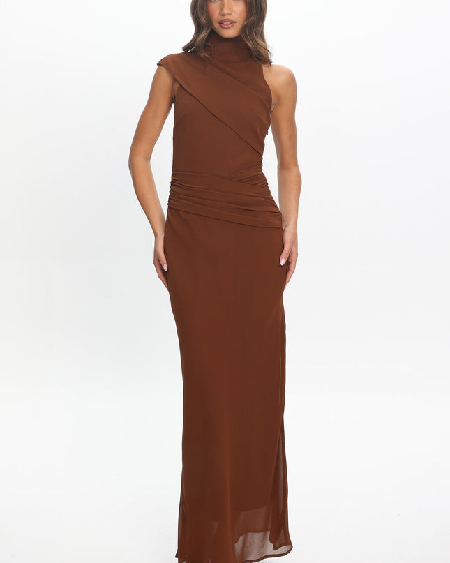 Cocoa High Neck Maxi Dress