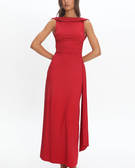 Cherry Cowl Back Maxi Dress