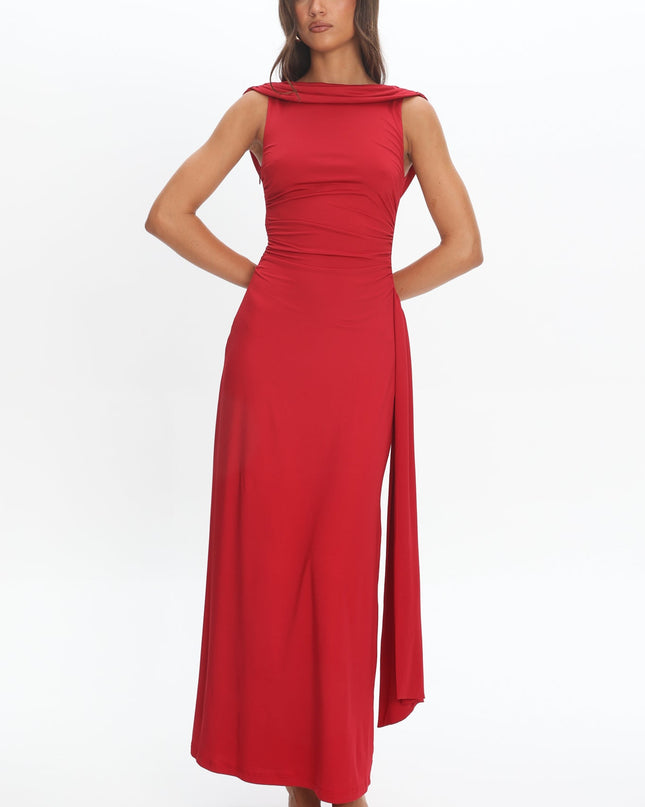 Cherry Cowl Back Maxi Dress