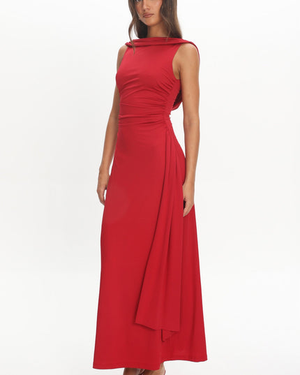 Cherry Cowl Back Maxi Dress