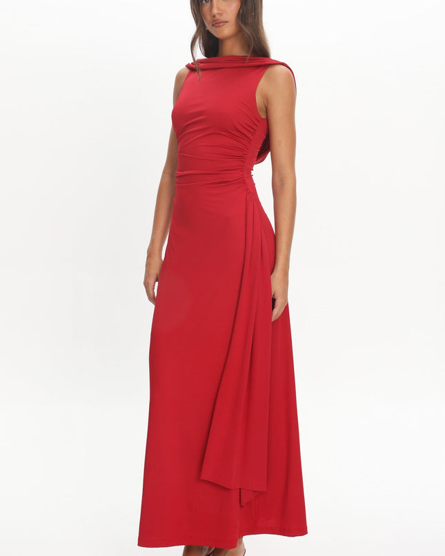 Cherry Cowl Back Maxi Dress