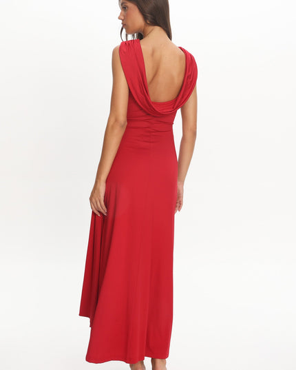 Cherry Cowl Back Maxi Dress