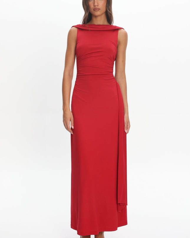 Cherry Cowl Back Maxi Dress