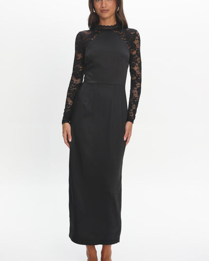 Black Lace Sleeve Maxi Dress