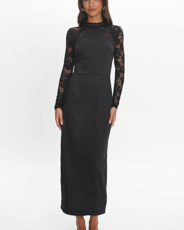 Black Lace Sleeve Maxi Dress