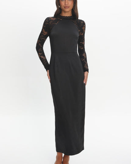 Black Lace Sleeve Maxi Dress