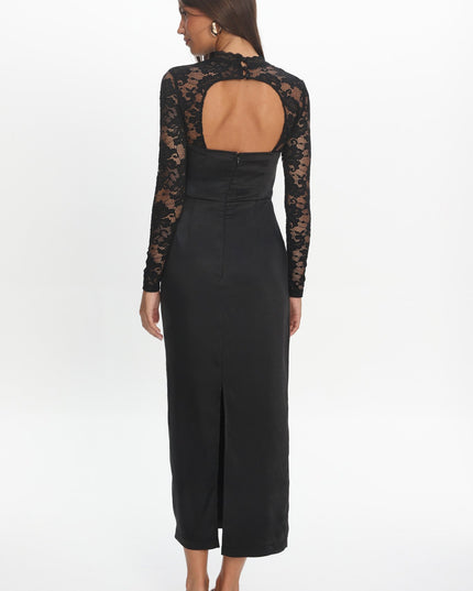 Black Lace Sleeve Maxi Dress