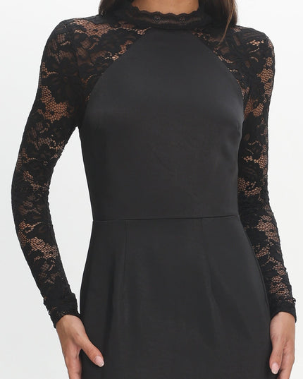 Black Lace Sleeve Maxi Dress