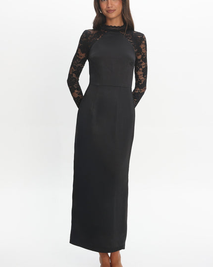 Black Lace Sleeve Maxi Dress