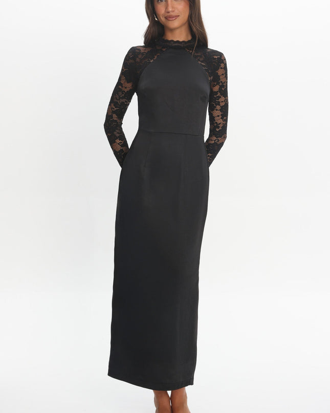 Black Lace Sleeve Maxi Dress