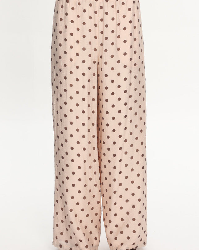 Cream Straight Leg Pants Polka Dot