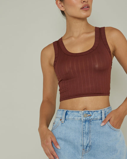 Chocolate Scoop Neck Crop Top
