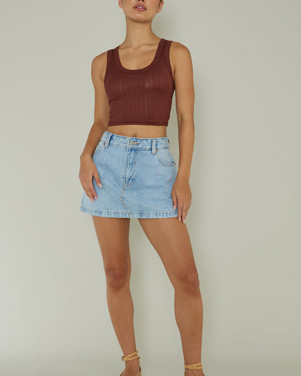 Chocolate Scoop Neck Crop Top