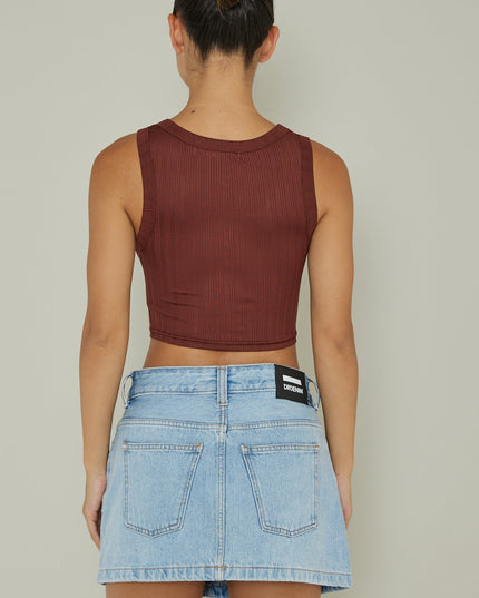 Chocolate Scoop Neck Crop Top