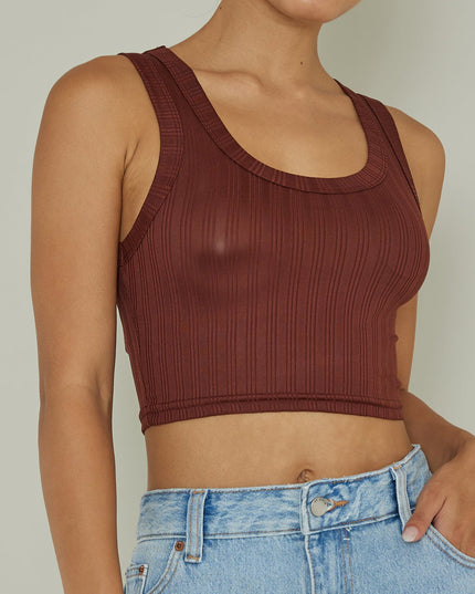 Chocolate Scoop Neck Crop Top