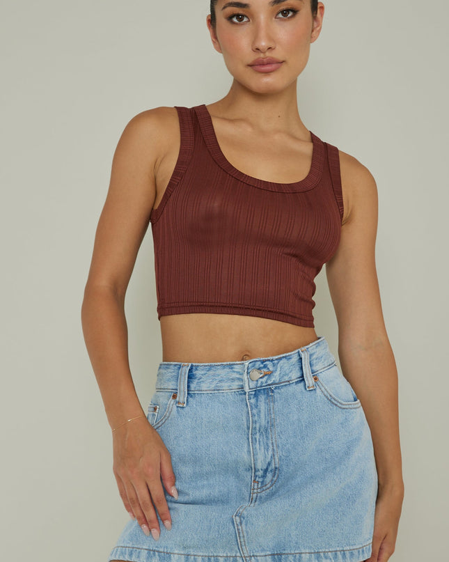 Chocolate Scoop Neck Crop Top