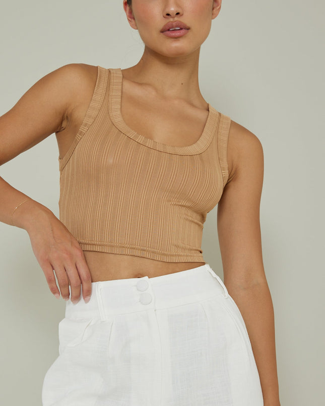 Mocha Scoop Neck Crop Top