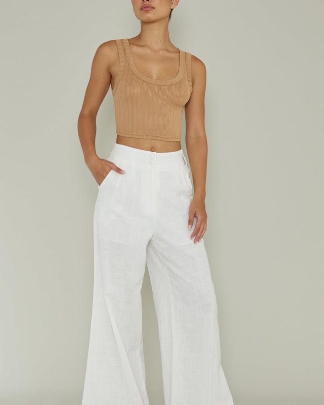 Mocha Scoop Neck Crop Top