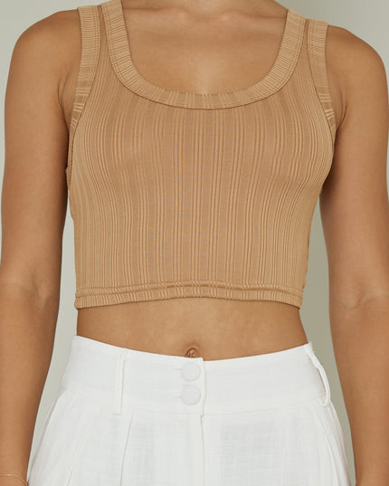 Mocha Scoop Neck Crop Top