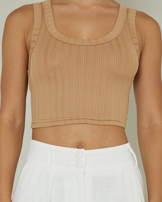 Mocha Scoop Neck Crop Top
