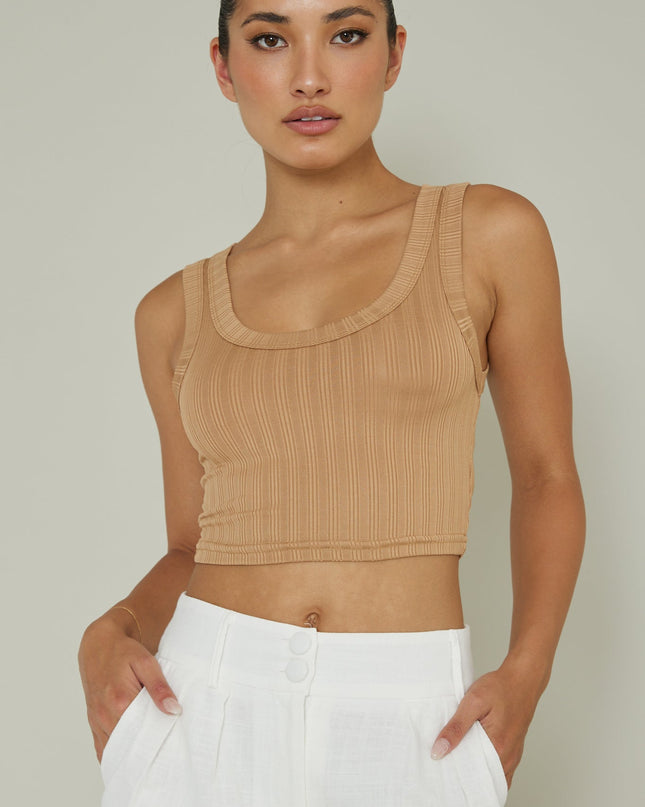 Mocha Scoop Neck Crop Top