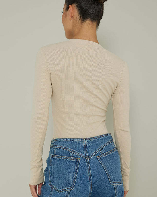 Beige Snap Front Bodysuit