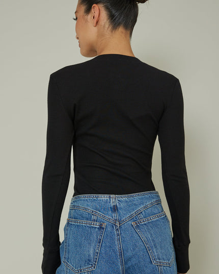 Black Snap Front Bodysuit