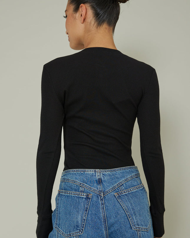 Black Snap Front Bodysuit