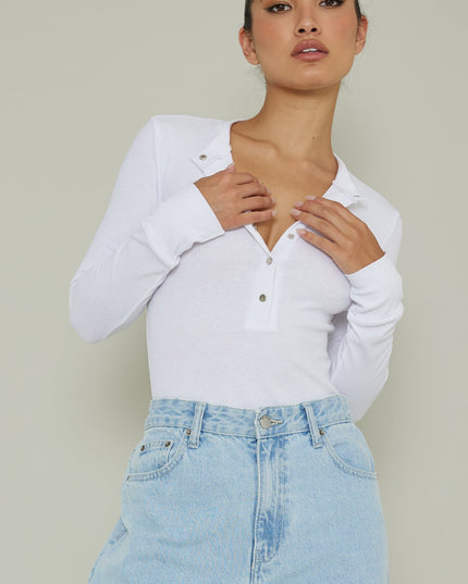 White Snap Front Bodysuit