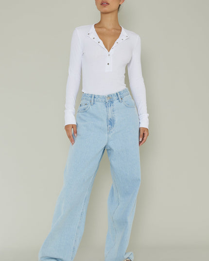 White Snap Front Bodysuit