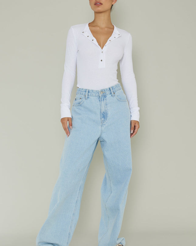 White Snap Front Bodysuit