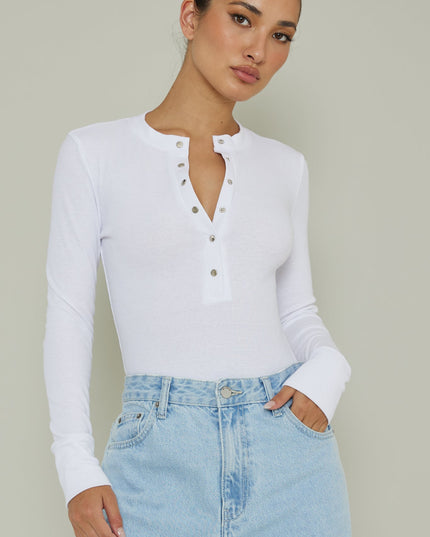 White Snap Front Bodysuit