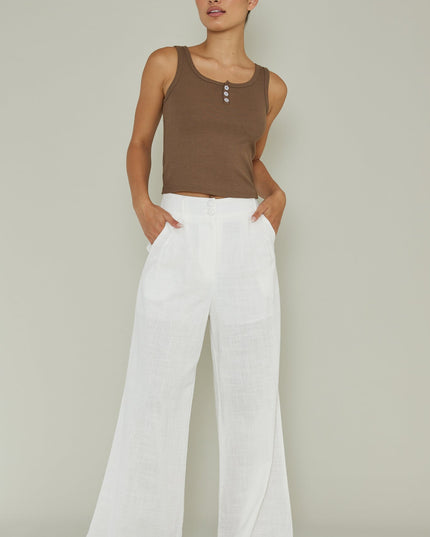 Brown Thick Strap Ribbed Top