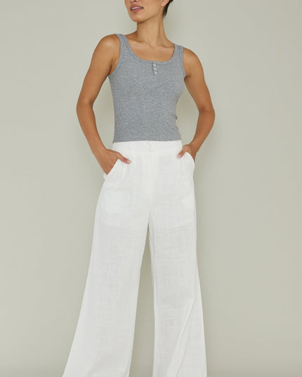 Grey Thick Strap Ribbed Top