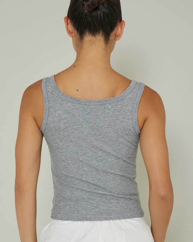 Grey Thick Strap Ribbed Top