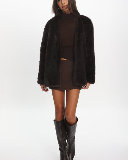 Chocolate Fire Faux Fur Coat