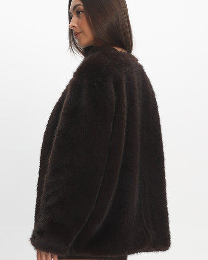 Chocolate Fire Faux Fur Coat