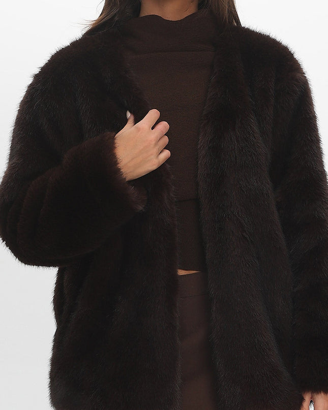 Chocolate Fire Faux Fur Coat