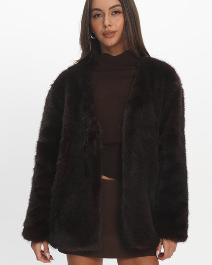 Chocolate Fire Faux Fur Coat