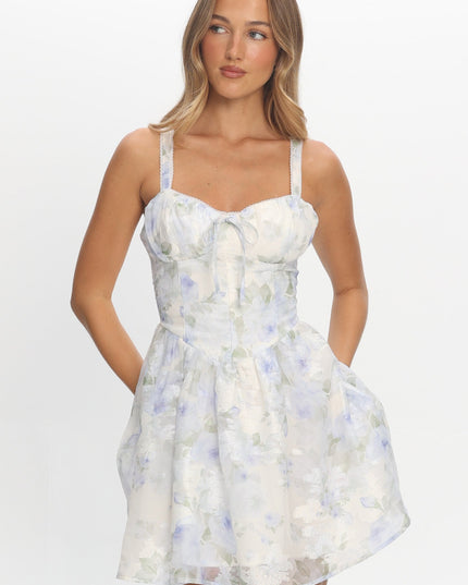 Ivory Lace-Up Back Mini Dress