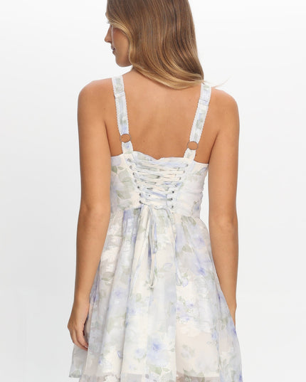 Ivory Lace-Up Back Mini Dress