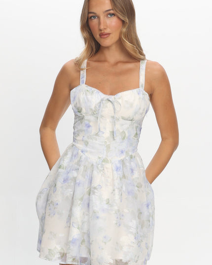 Ivory Lace-Up Back Mini Dress