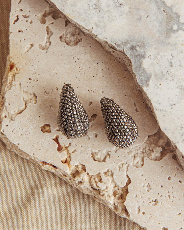 Teardrop Earrings Black Diamante