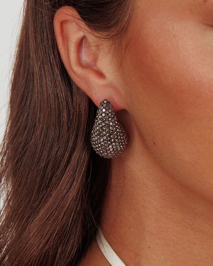 Teardrop Earrings Black Diamante