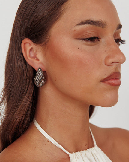 Teardrop Earrings Black Diamante