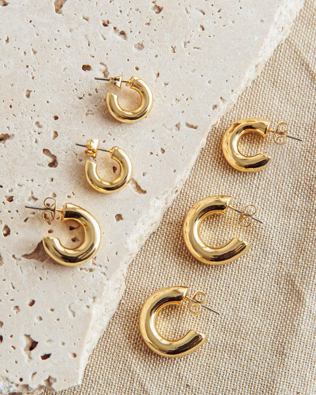 Chunky Half-Hoop Set Gold Plated