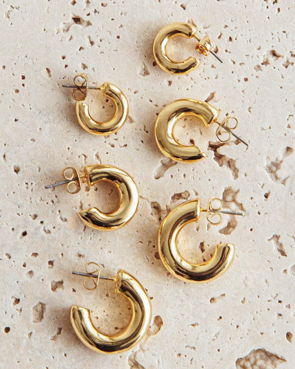 Chunky Half-Hoop Set Gold Plated