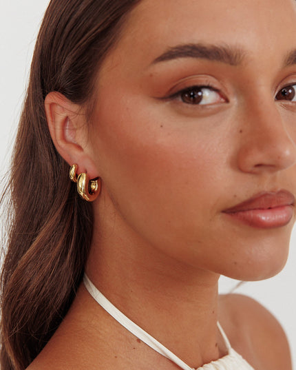 Chunky Half-Hoop Set Gold Plated